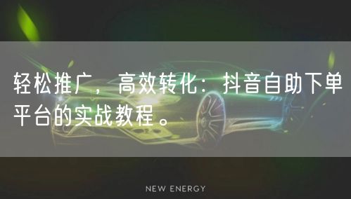 轻松推广，高效转化：抖音自助下单平台的实